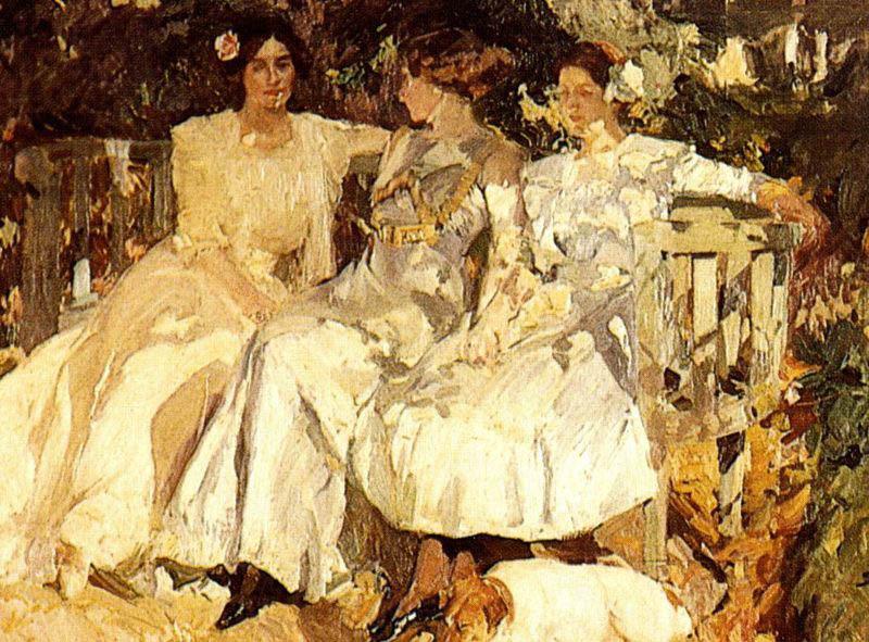 Joaquin Sorolla My Wife and Daughters in the Garden, Spain oil painting art